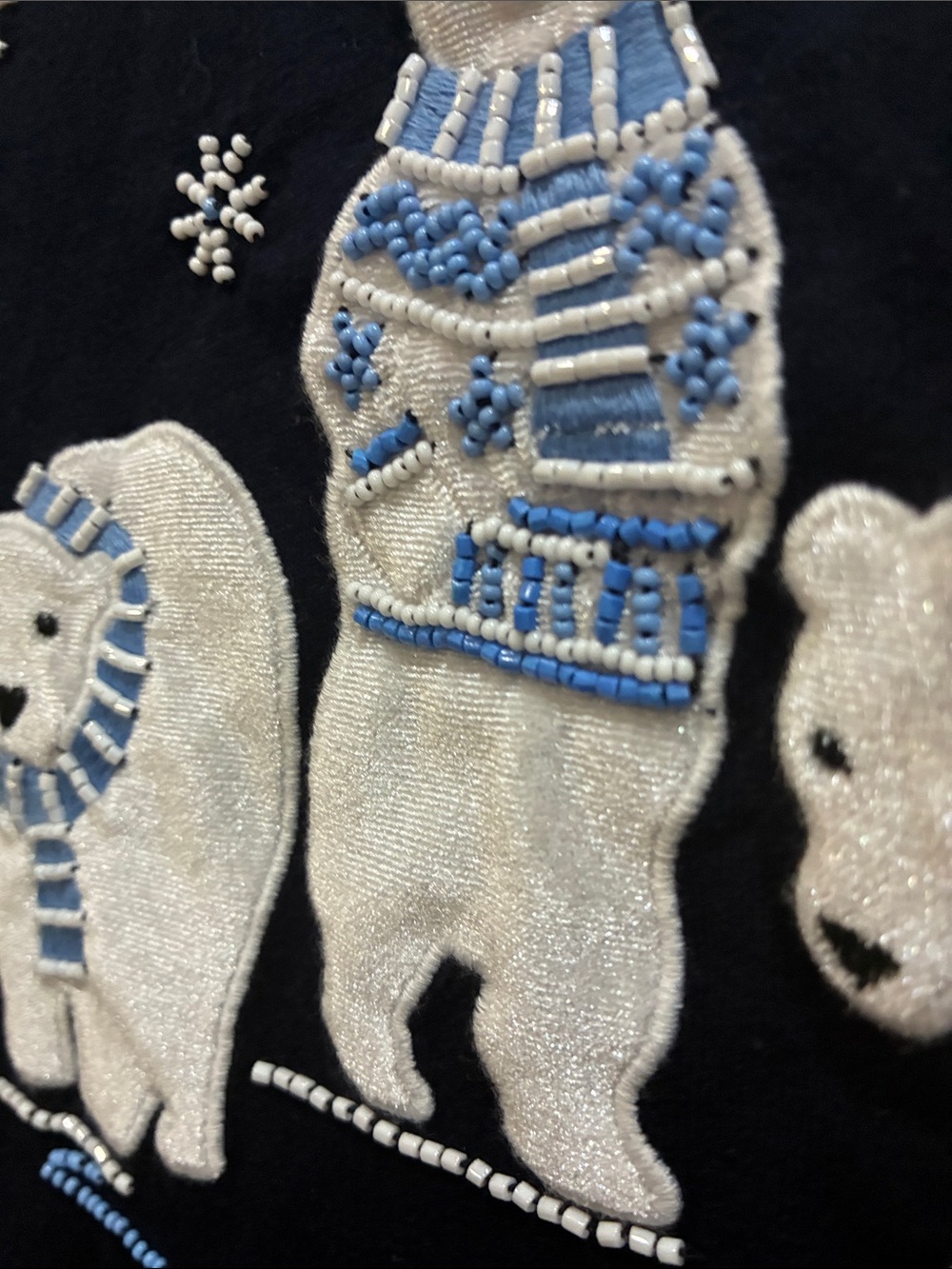 Talbots Navy Long-Sleeve Top with Embroidered Polar Bears - Picture 5 of 8